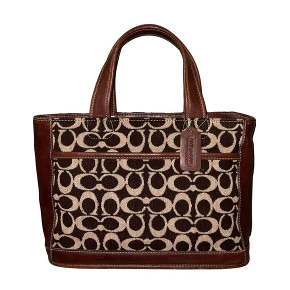 Coach Handbags - VINTAGE COACH Signature C Brown Jacquard Leather Trim Bag 6167 Costa Rica